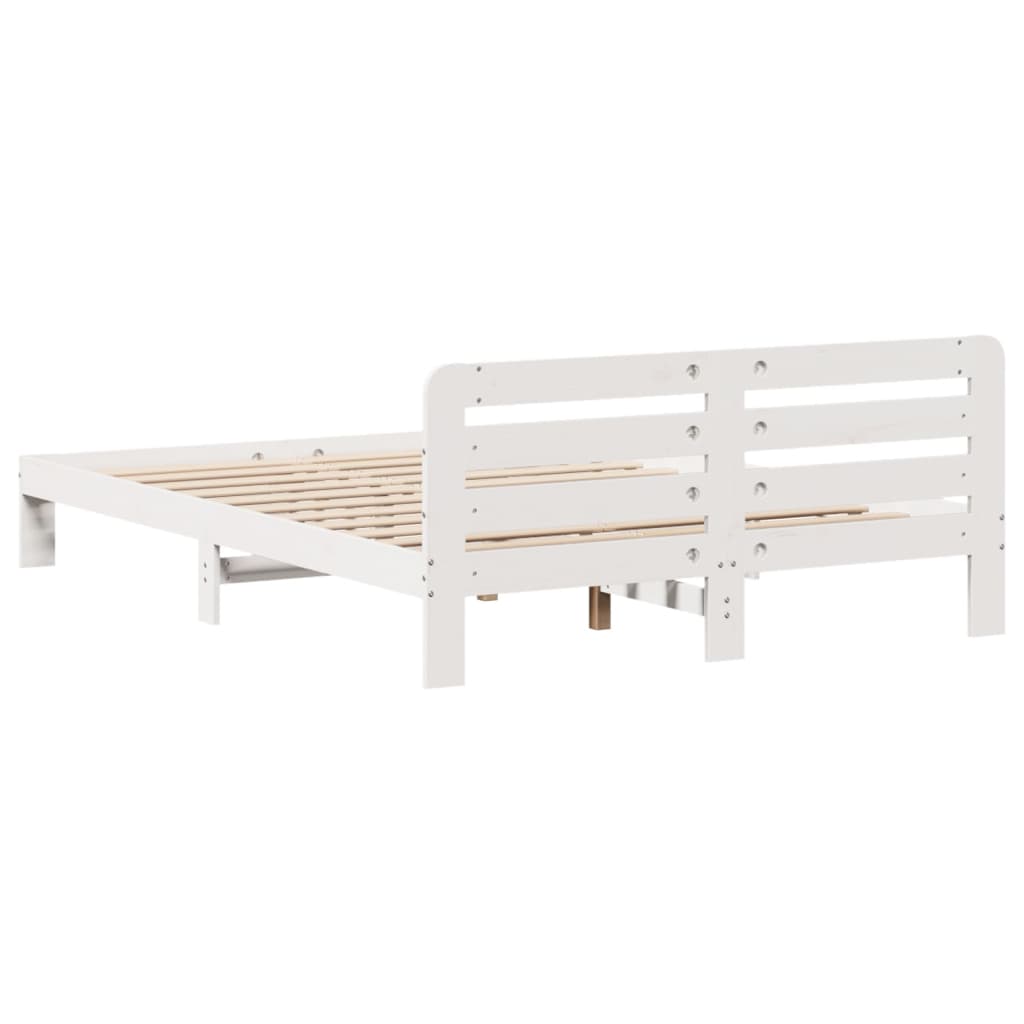 Solid wood bed without mattress white 150x200 cm pinewood