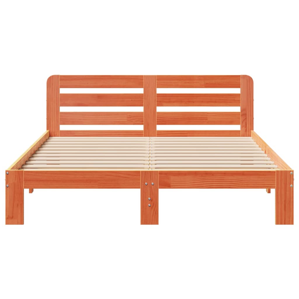 Solid wood bed without mattress wax brown 160x200 pinewood