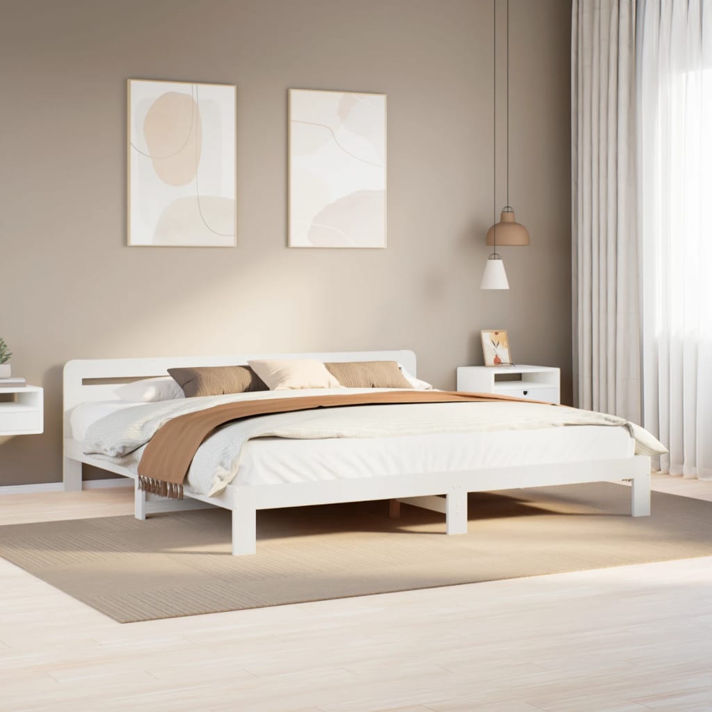 Solid wood bed without mattress white 180x200 cm pinewood