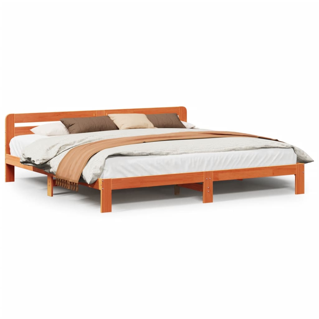 Solid wood bed without mattress wax brown 180x200 pinewood