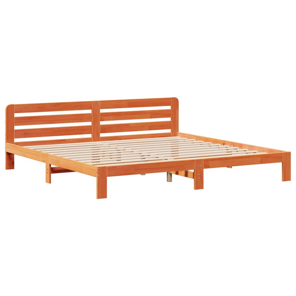 Solid wood bed without mattress wax brown 180x200 pinewood