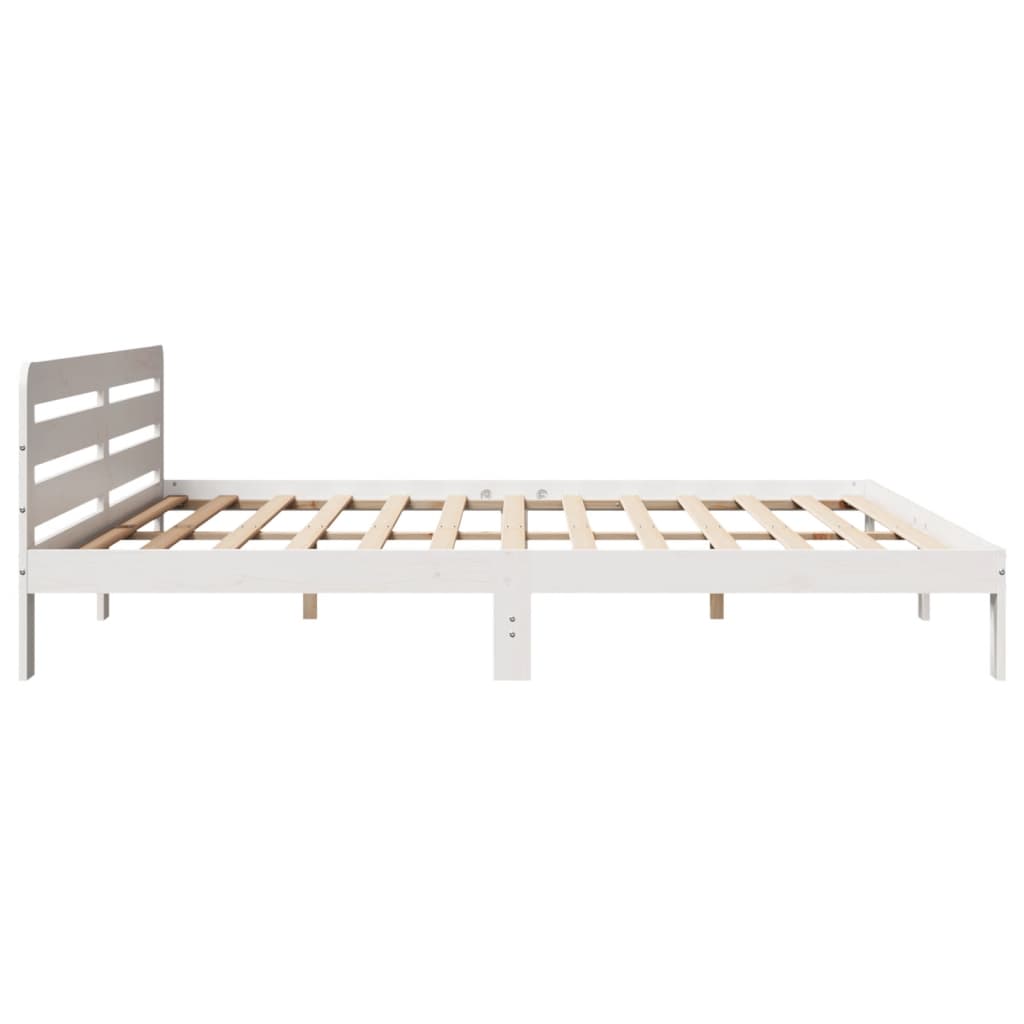 Solid wood bed without mattress white 200x200 cm pinewood