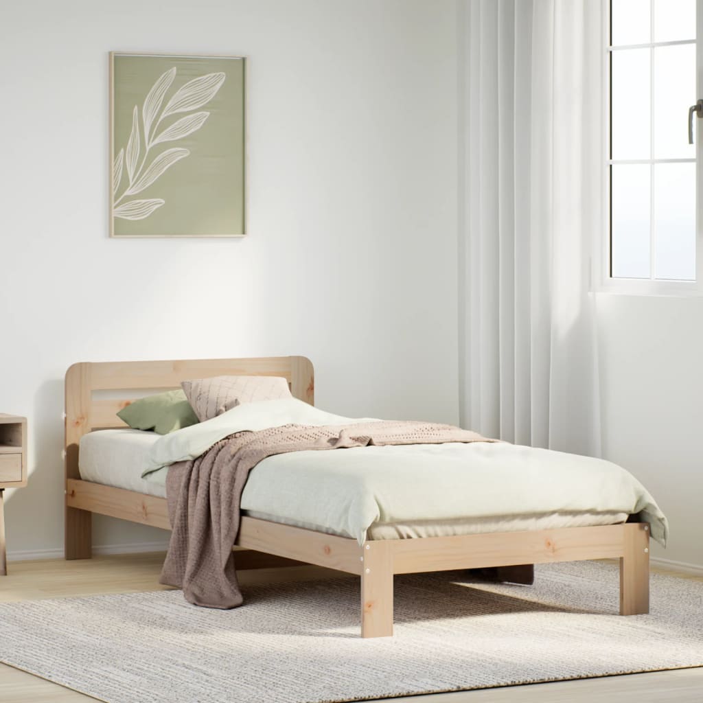 Solid wood bed without mattress 75x190 cm pinewood