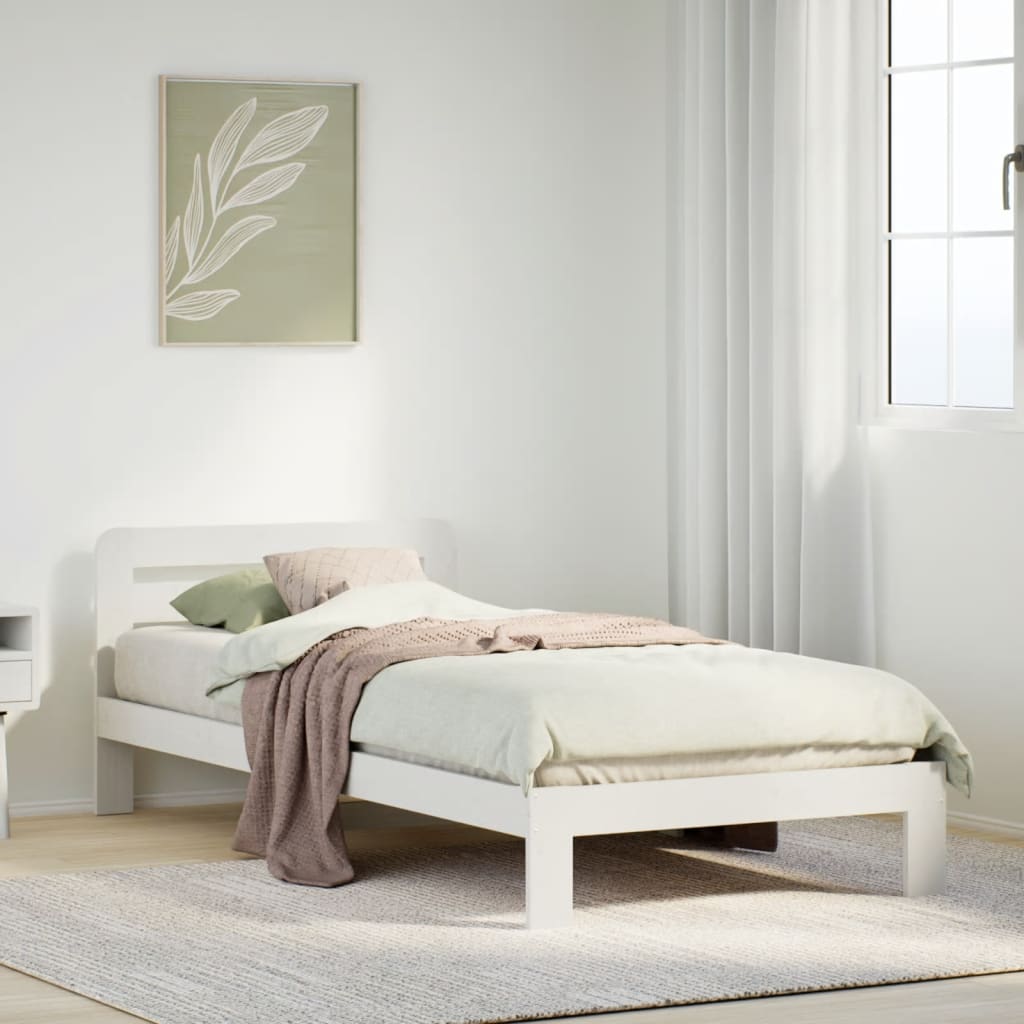 Solid wood bed without mattress white 75x190 cm pinewood