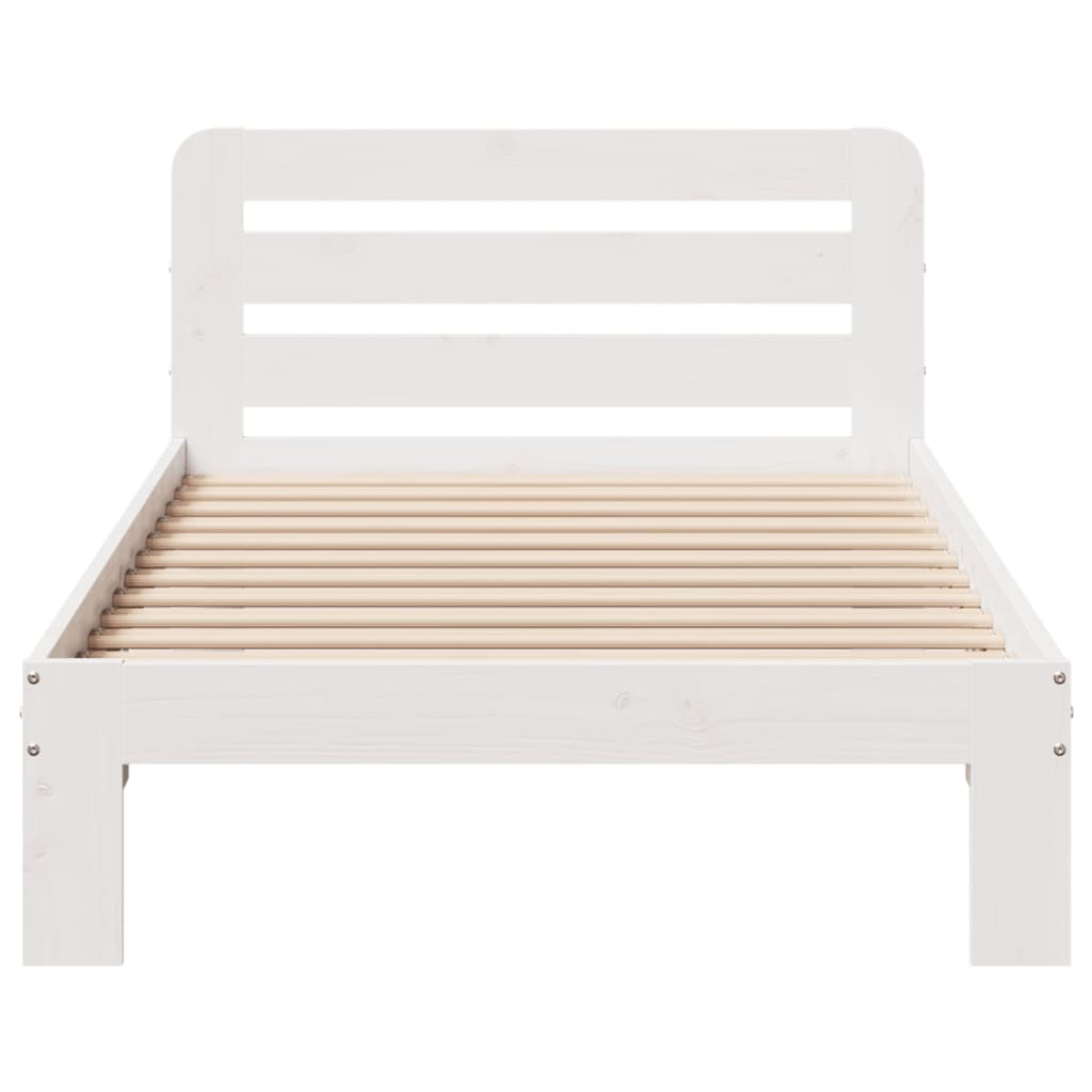 Solid wood bed without mattress white 90x190 cm pinewood