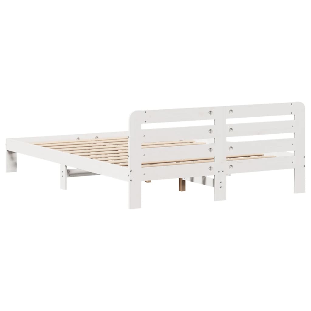 Solid wood bed without mattress white 120x190 cm pinewood