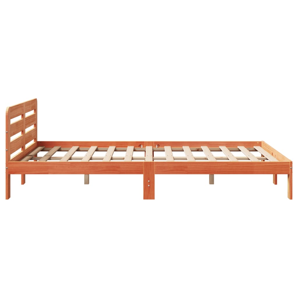 Solid wood bed without mattress wax brown 135x190 cm pinewood