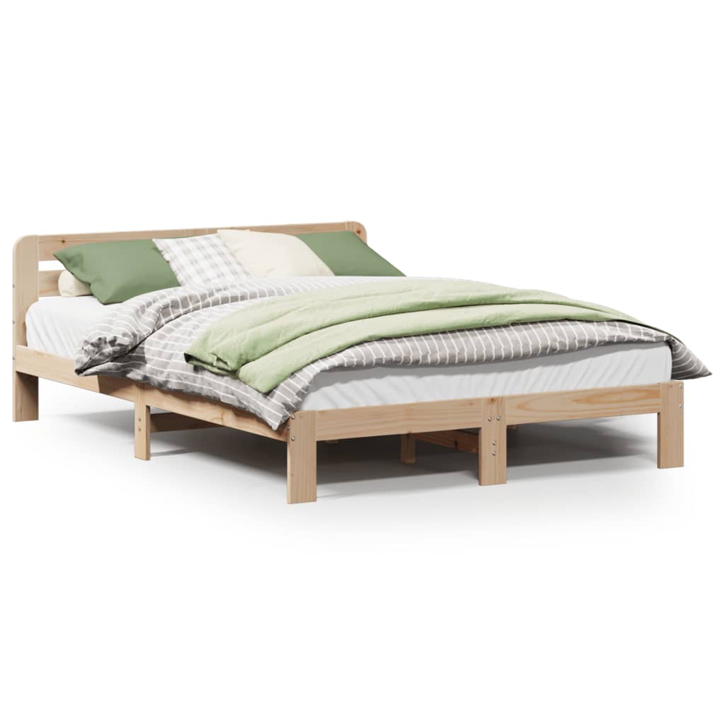 Solid wood bed without mattress 140x190 cm pinewood