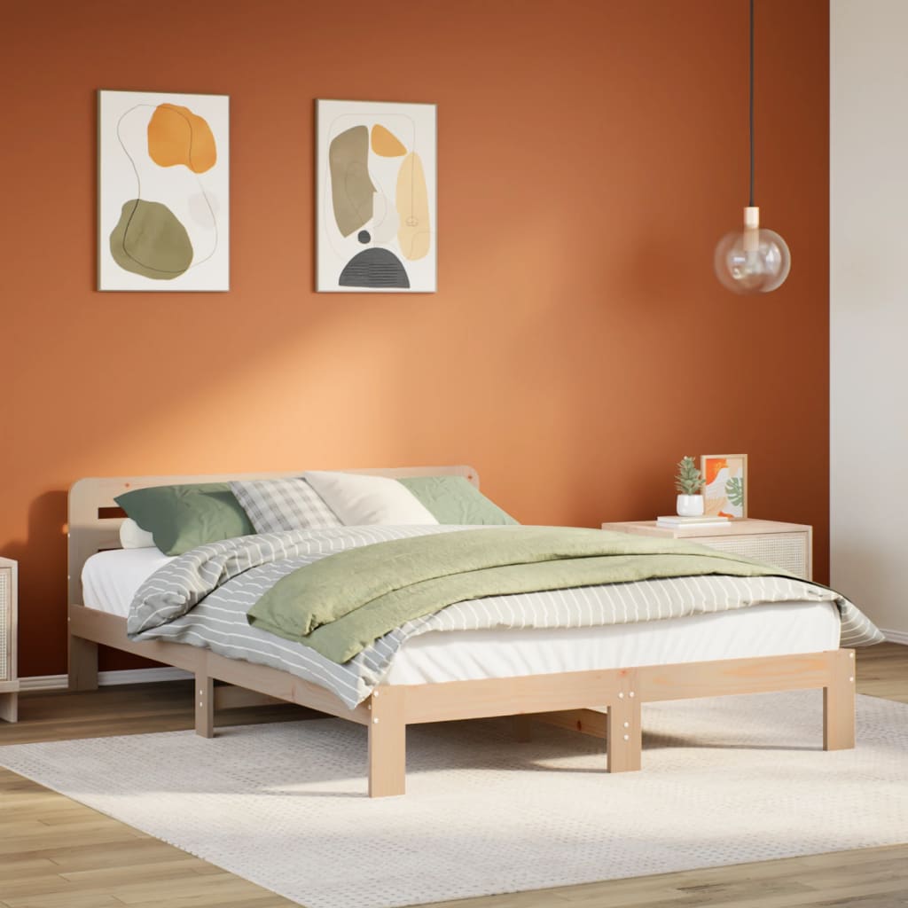 Solid wood bed without mattress 140x190 cm pinewood