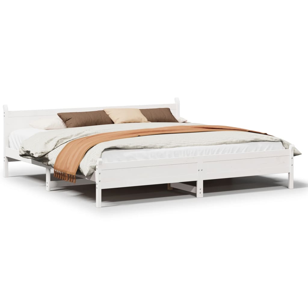 Solid wood bed without mattress white 180x200 cm pinewood