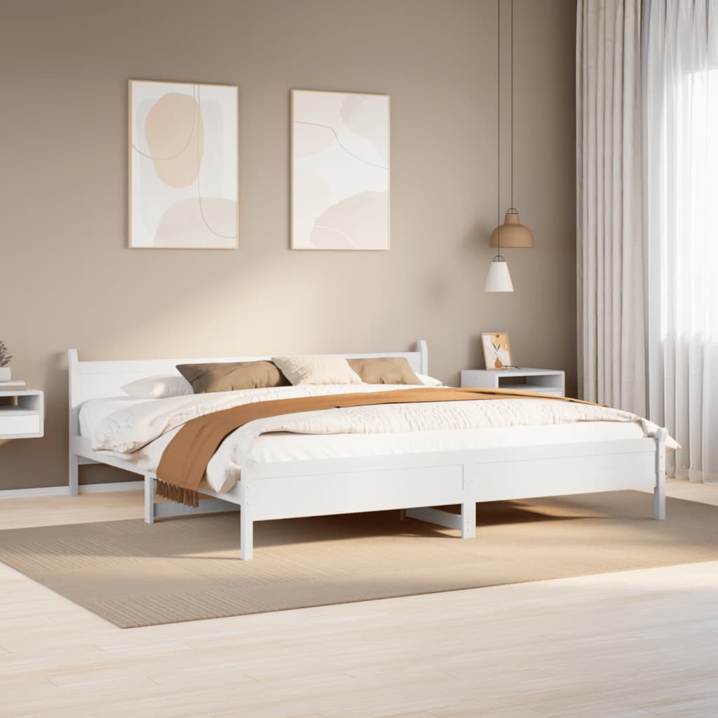 Solid wood bed without mattress white 180x200 cm pinewood