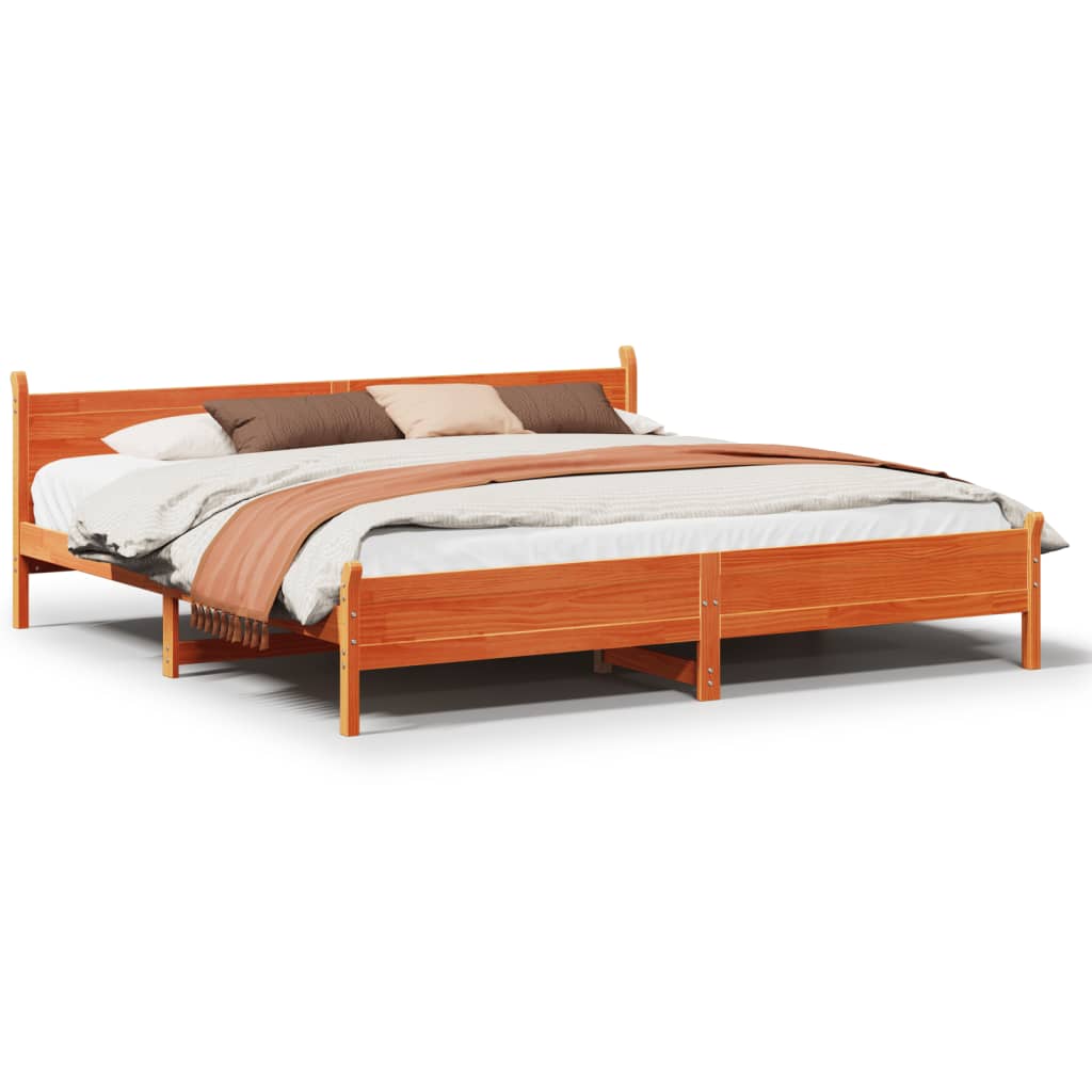 Solid wood bed without mattress wax brown 180x200 pinewood