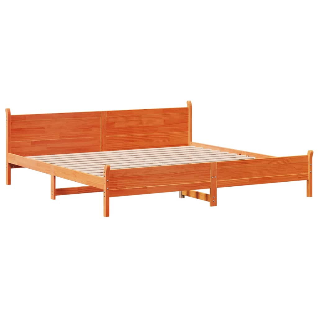 Solid wood bed without mattress wax brown 180x200 pinewood