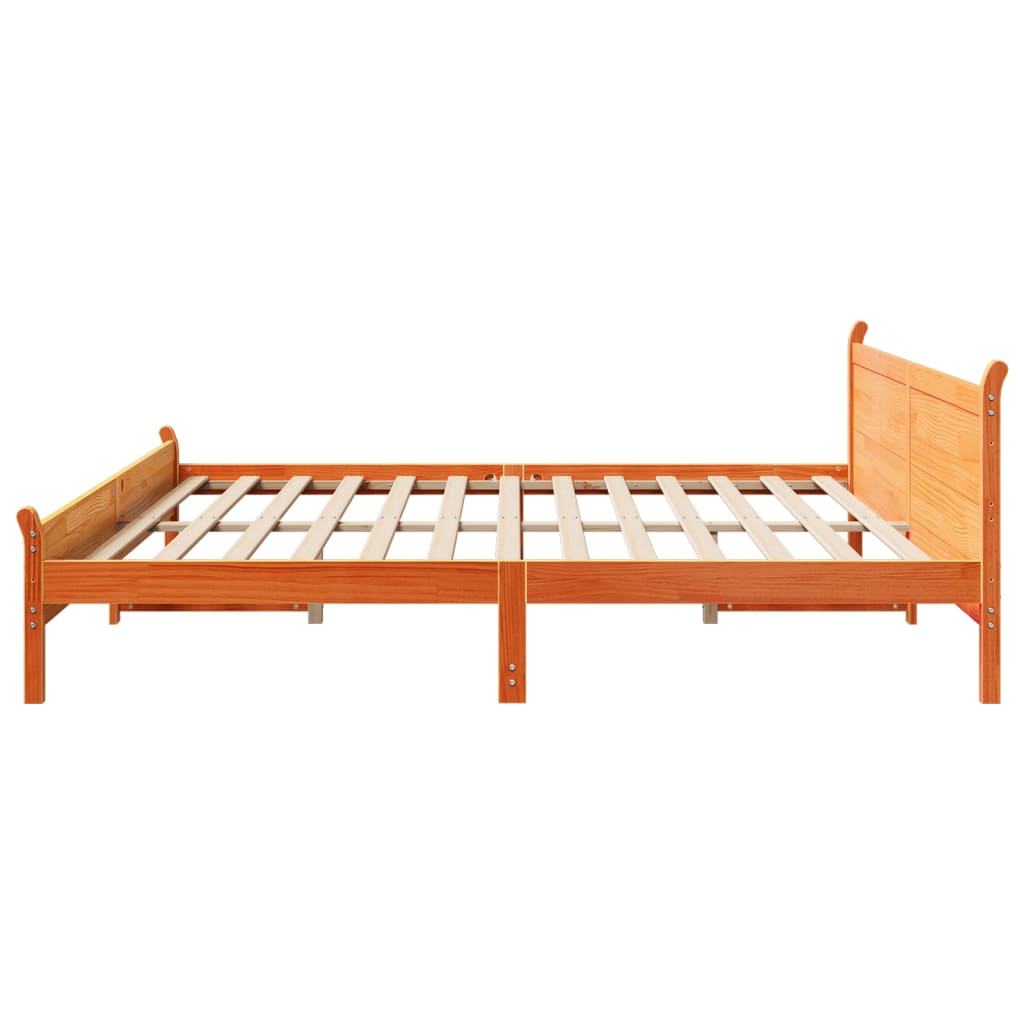 Solid wood bed without mattress wax brown 180x200 pinewood