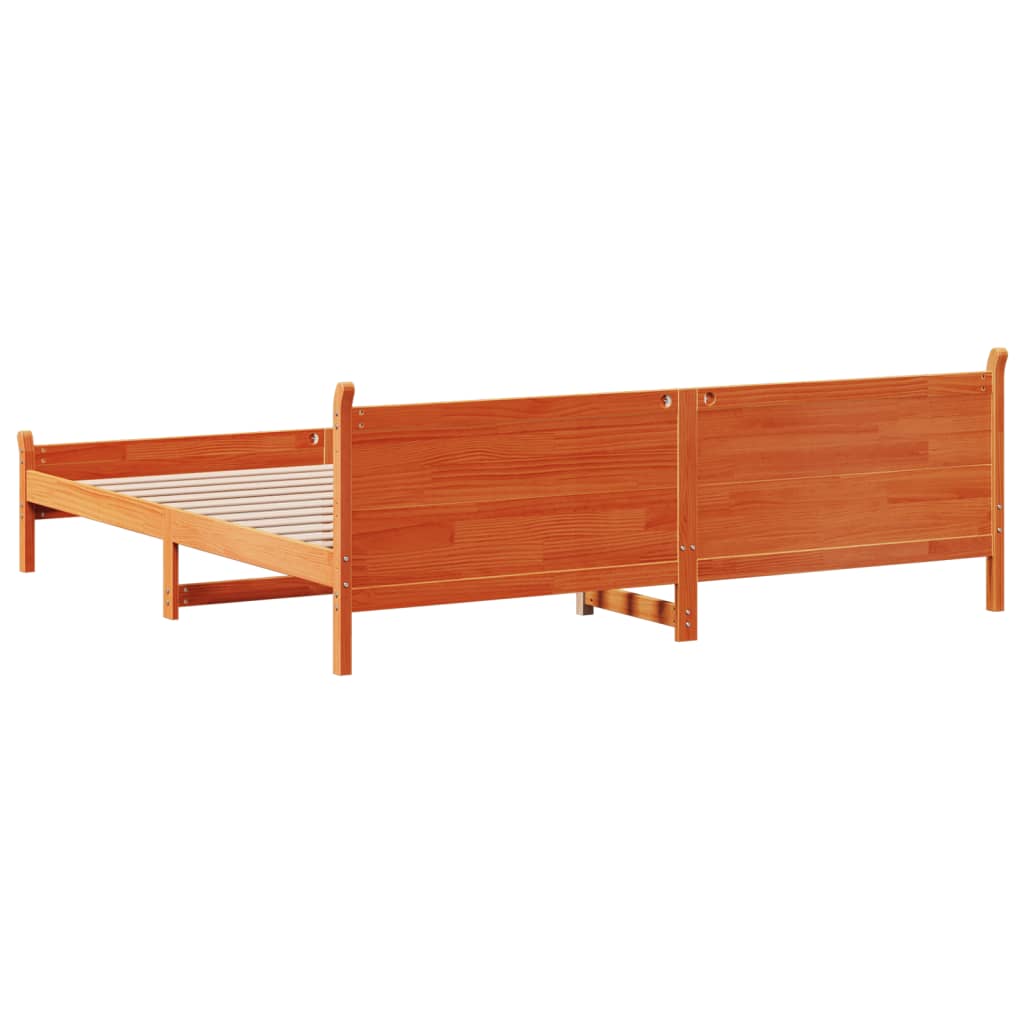 Solid wood bed without mattress wax brown 180x200 pinewood