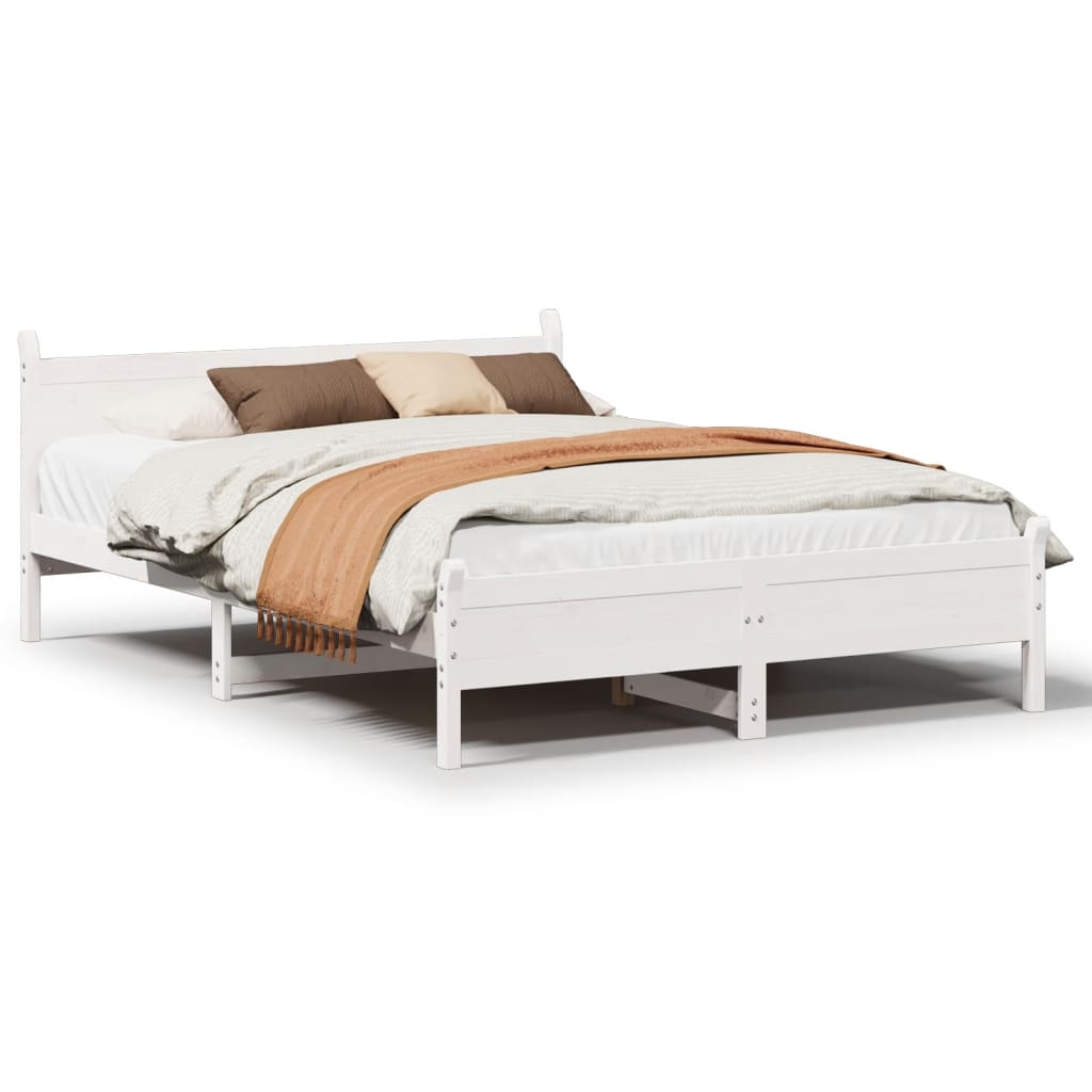 Solid wood bed without mattress white 160x200 pinewood