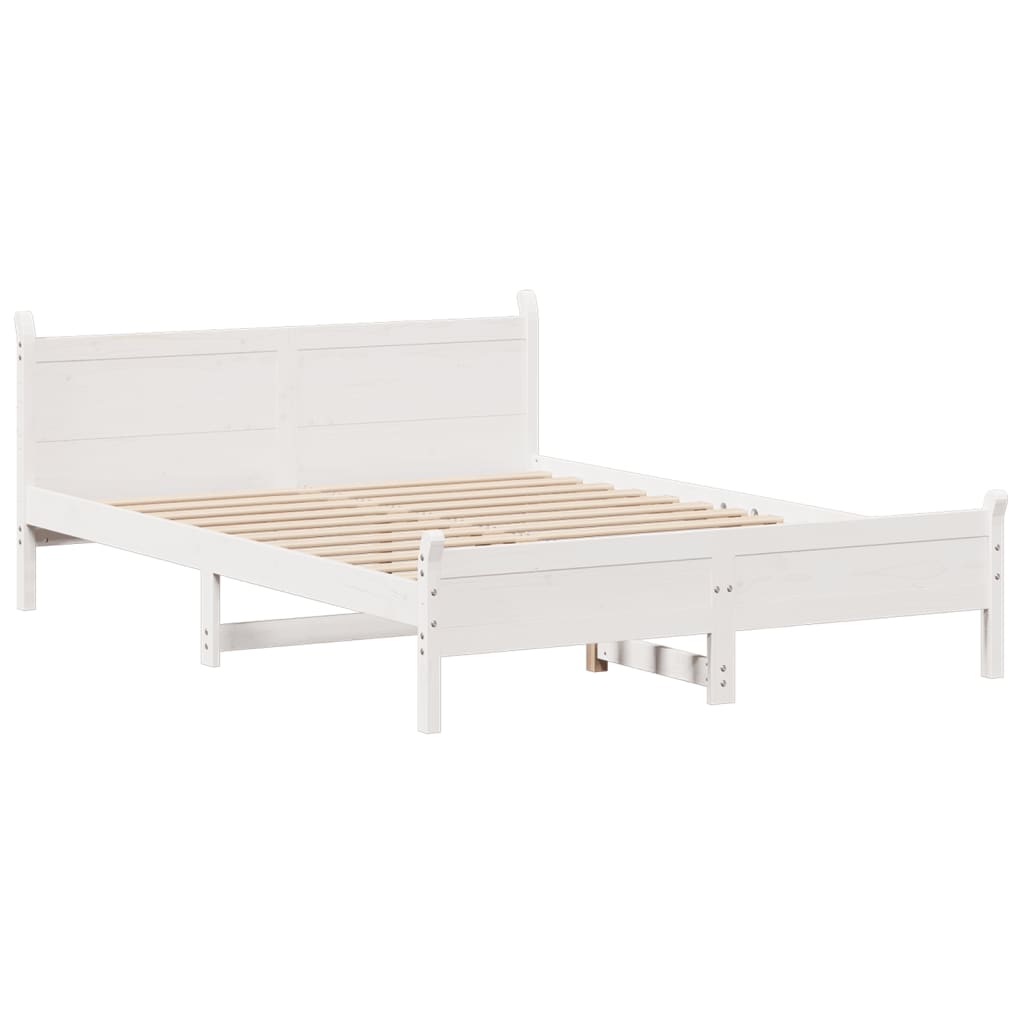 Solid wood bed without mattress white 160x200 pinewood