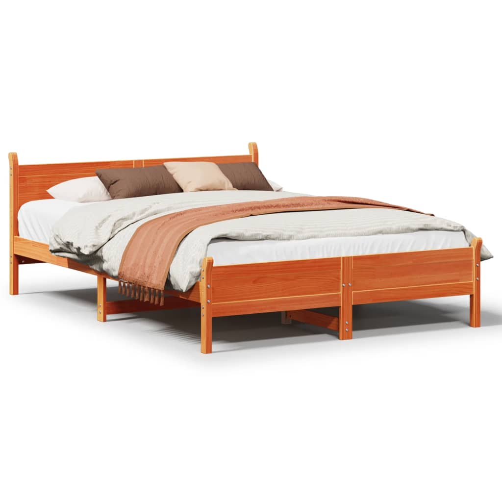 Solid wood bed without mattress wax brown 160x200 pinewood