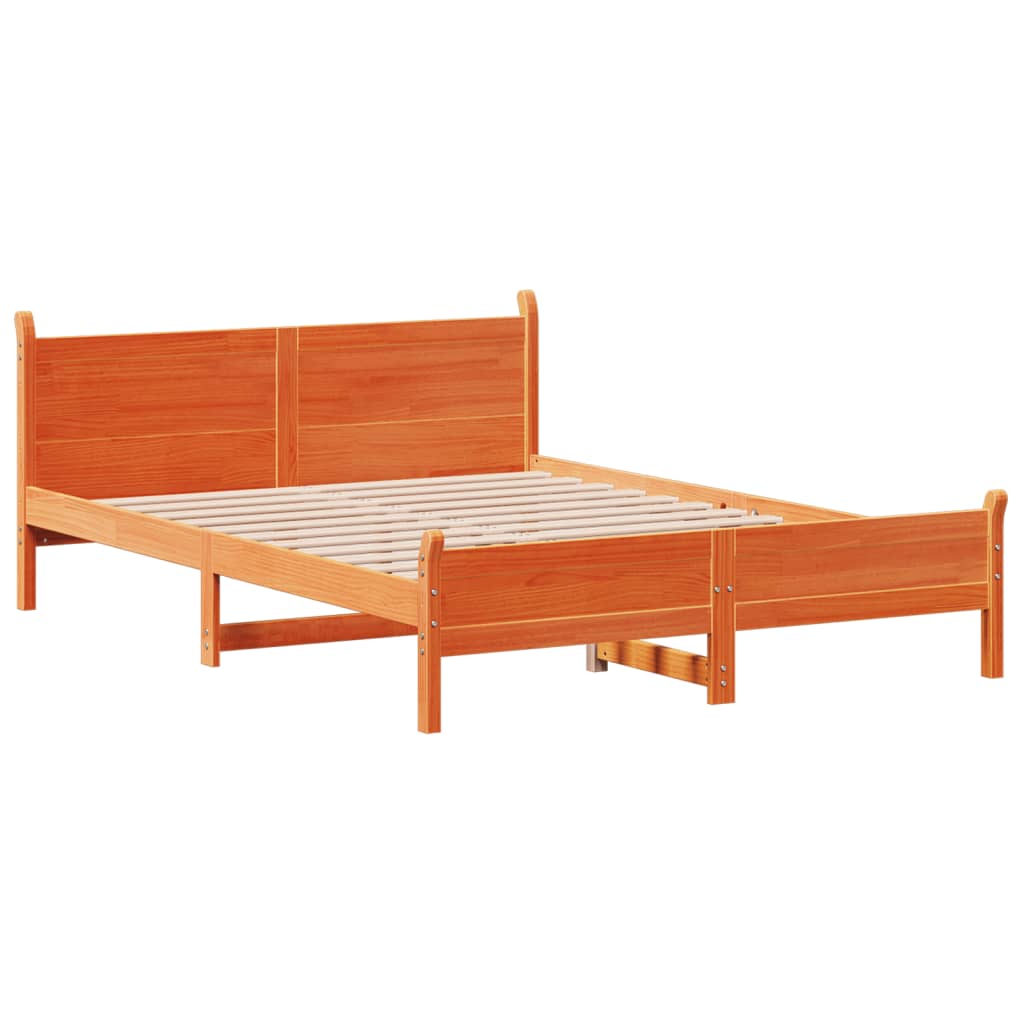 Solid wood bed without mattress wax brown 160x200 pinewood