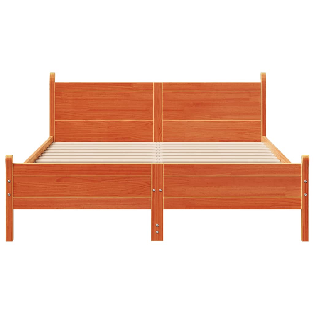 Solid wood bed without mattress wax brown 160x200 pinewood