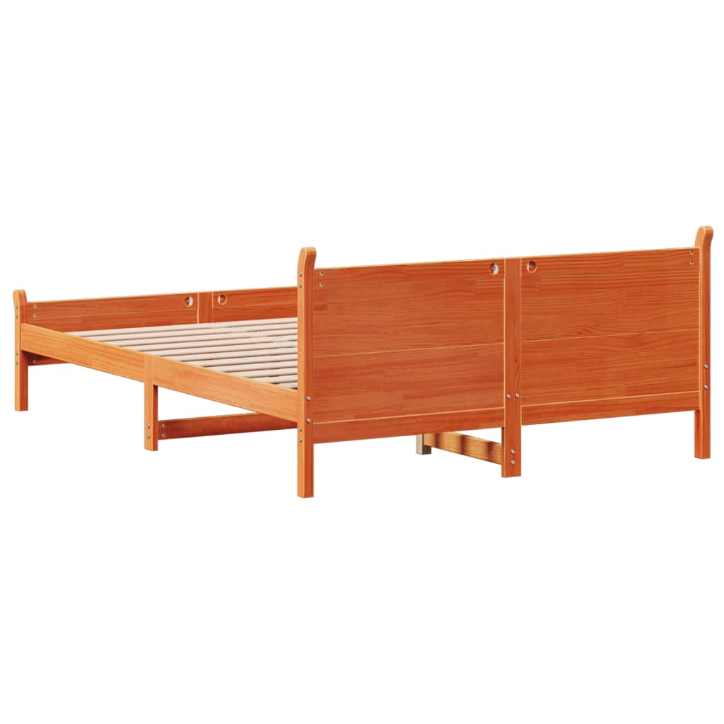 Solid wood bed without mattress wax brown 160x200 pinewood