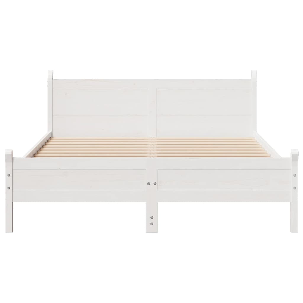 Solid wood bed without mattress white 150x200 cm pinewood