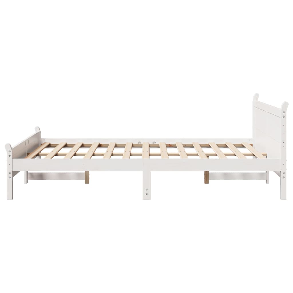 Solid wood bed without mattress white 150x200 cm pinewood