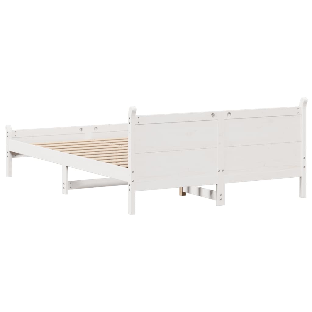 Solid wood bed without mattress white 150x200 cm pinewood