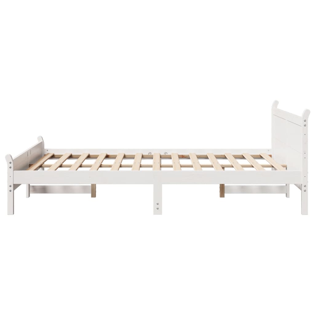 Solid wood bed without mattress white 140x200 cm pinewood