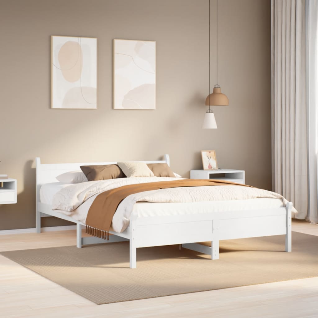 Solid wood bed without mattress white 140x200 cm pinewood