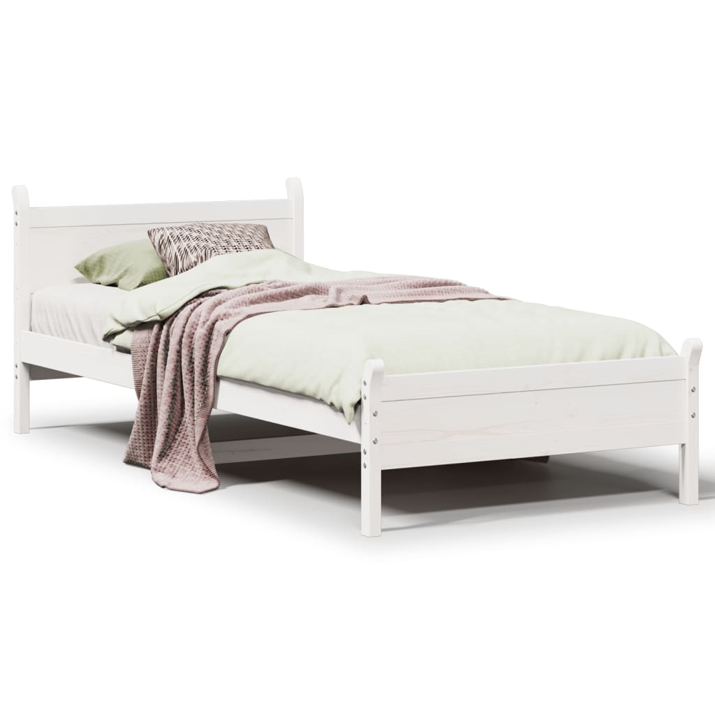 Solid wood bed without mattress white 100x200 cm pinewood