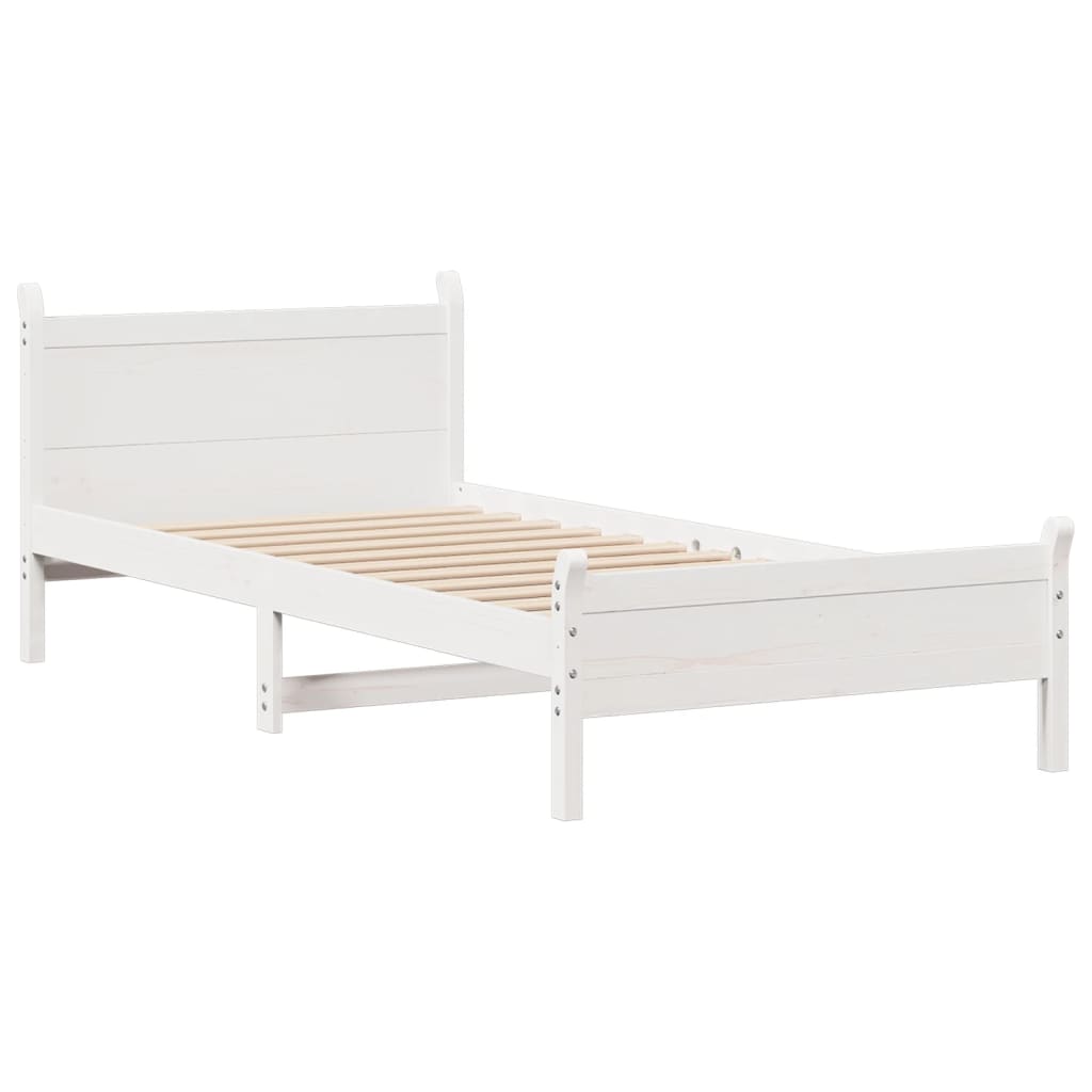 Solid wood bed without mattress white 100x200 cm pinewood