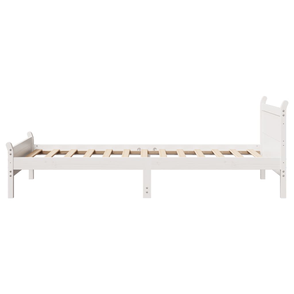 Solid wood bed without mattress white 100x200 cm pinewood