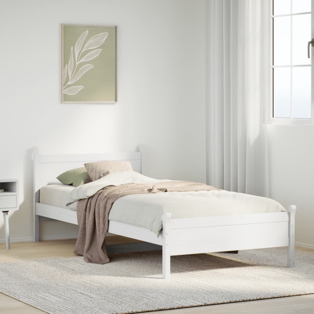 Solid wood bed without mattress white 100x200 cm pinewood