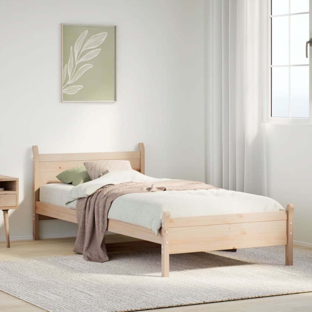 Solid wood bed without mattress 90x200 pinewood