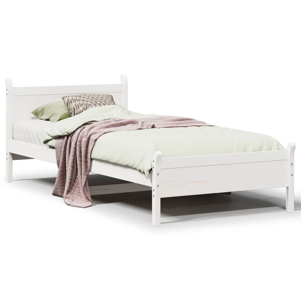 Solid wood bed without mattress white 90x200 cm pinewood