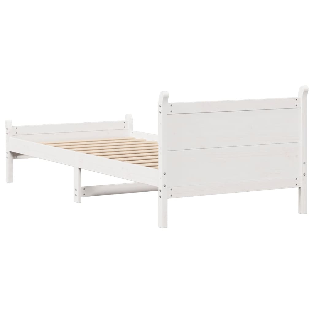 Solid wood bed without mattress white 90x200 cm pinewood