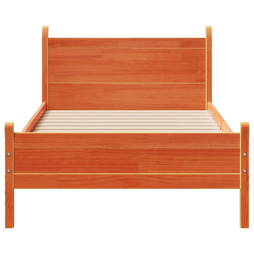 Solid wood bed without mattress wax brown 90x200 pinewood