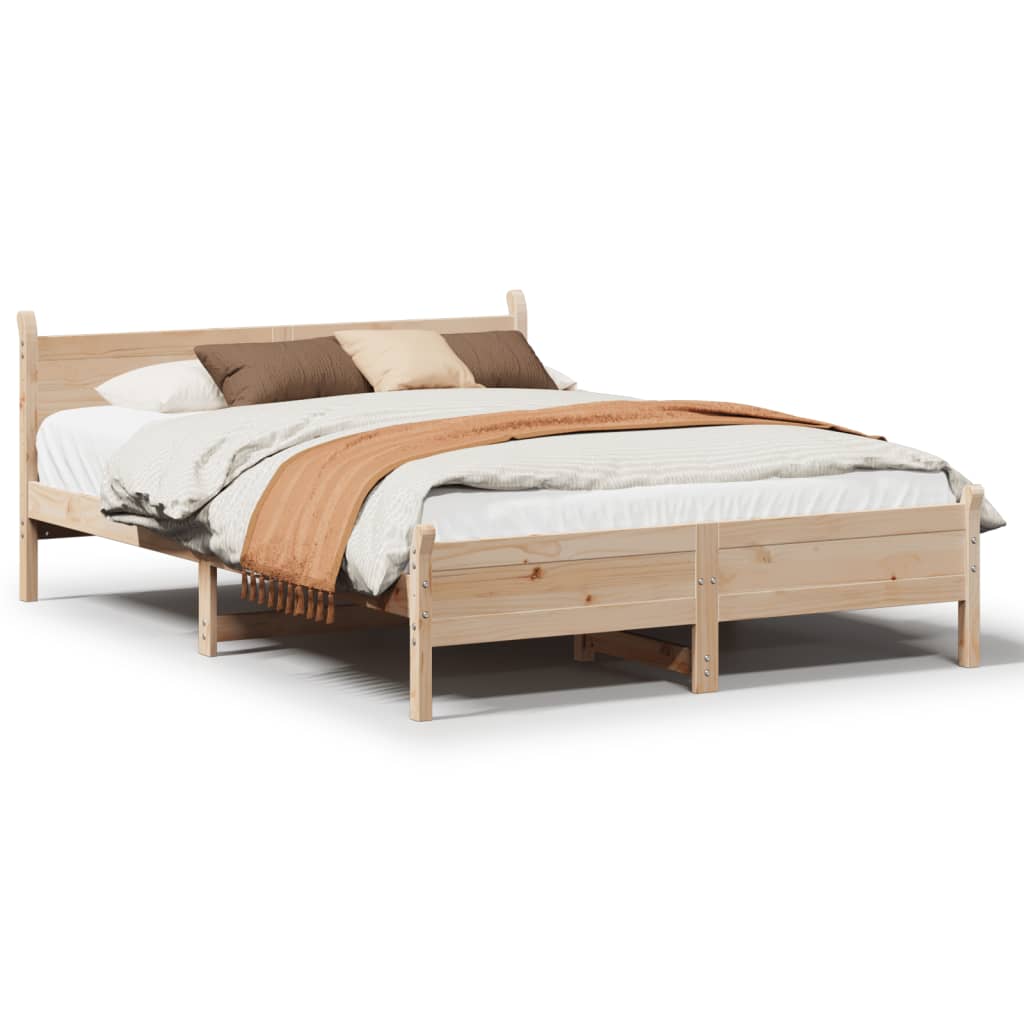 Solid wood bed without mattress 140x190 cm pinewood