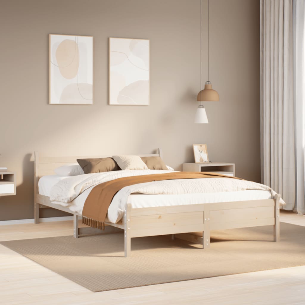 Solid wood bed without mattress 140x190 cm pinewood