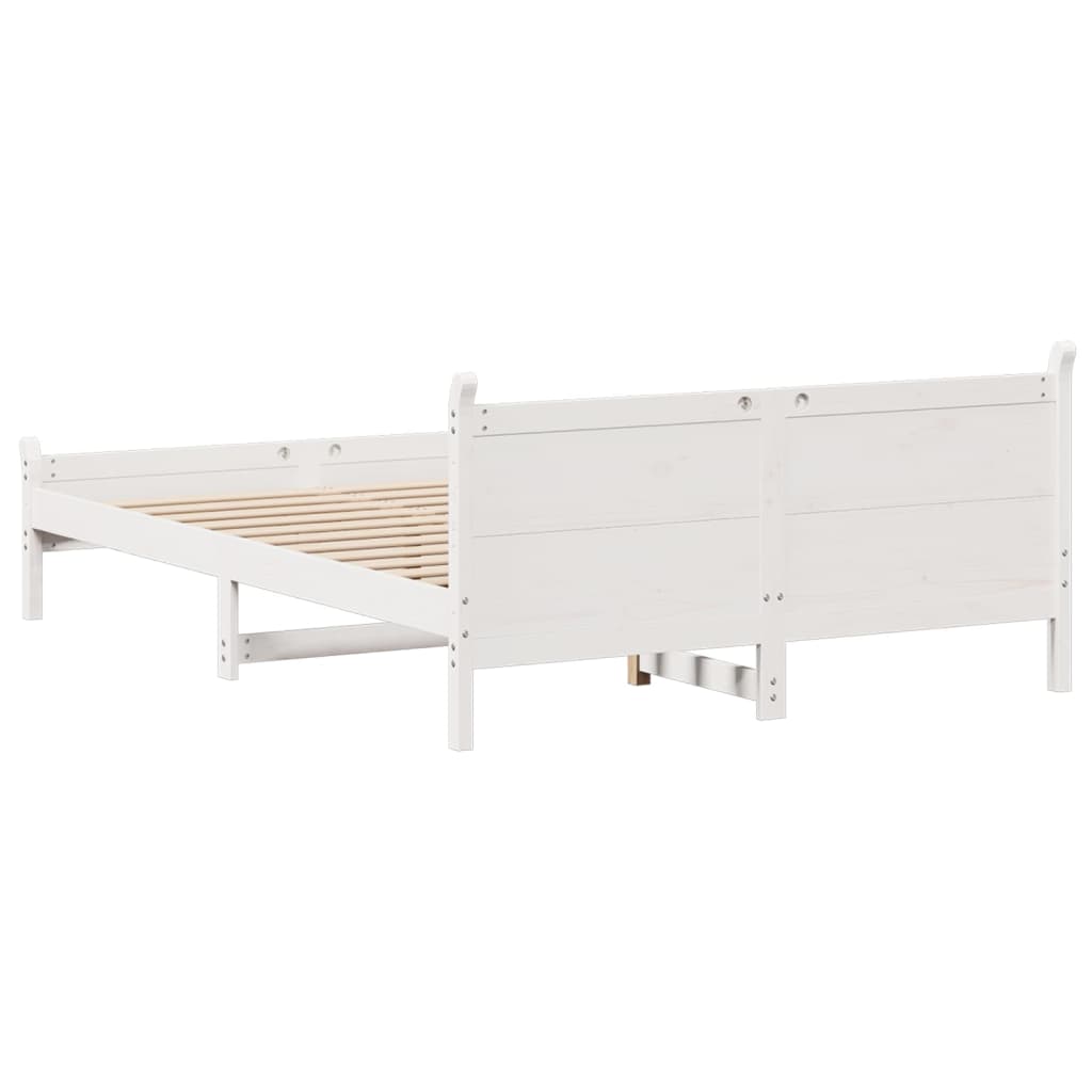 Solid wood bed without mattress white 135x190 cm pinewood