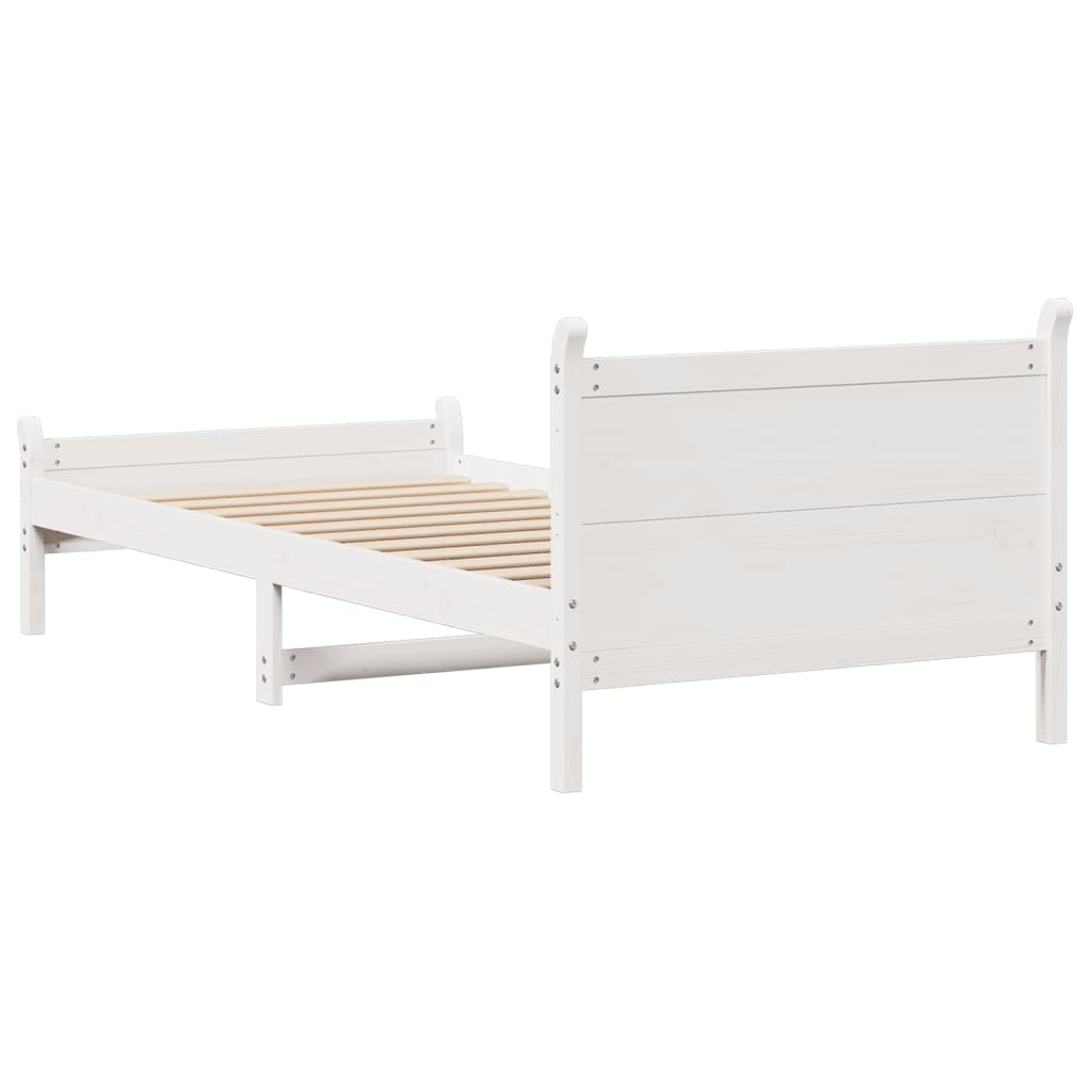 Solid wood bed without mattress white 90x190 cm pinewood