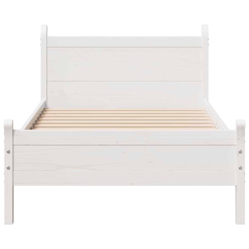 Solid wood bed without mattress white 75x190 cm pinewood