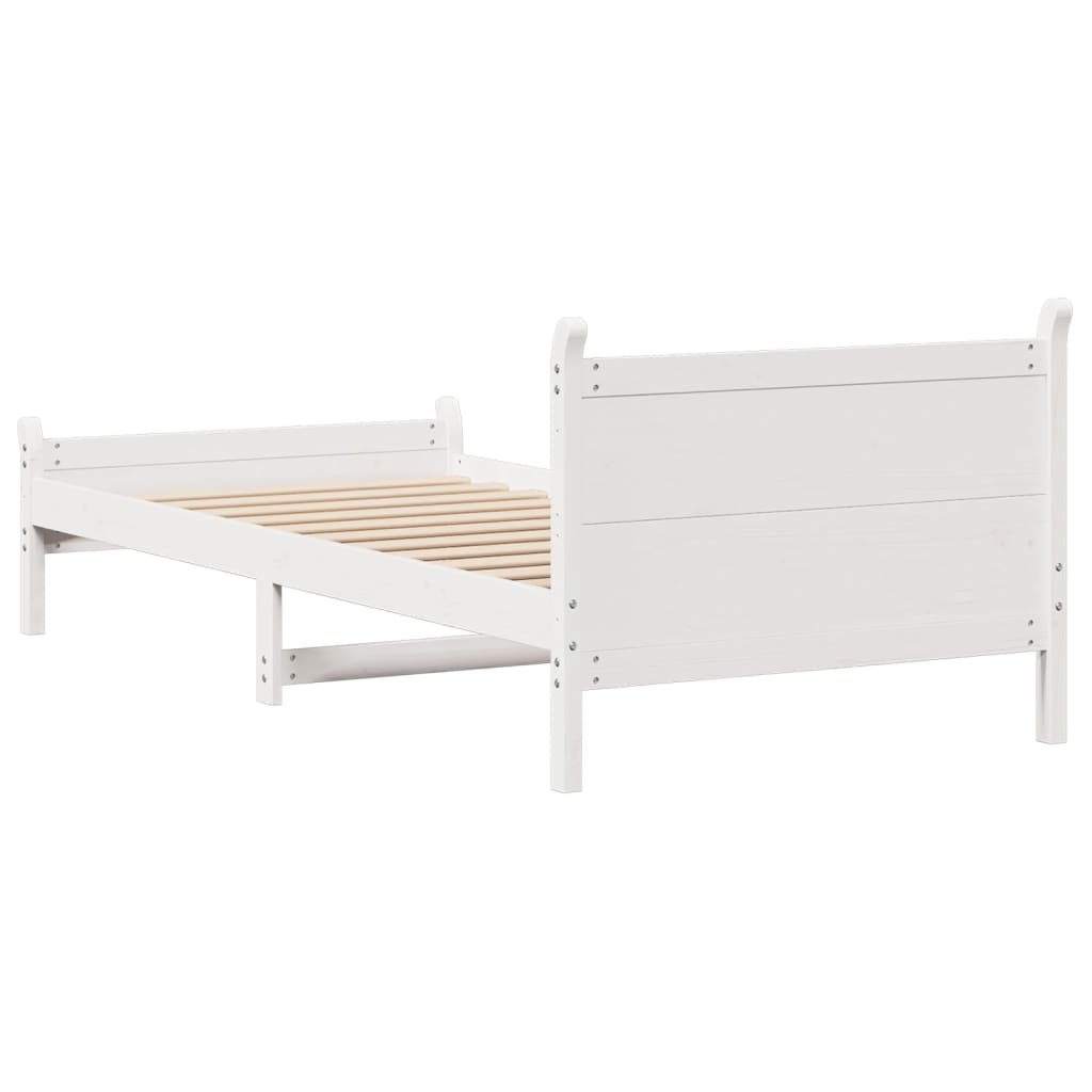 Solid wood bed without mattress white 75x190 cm pinewood