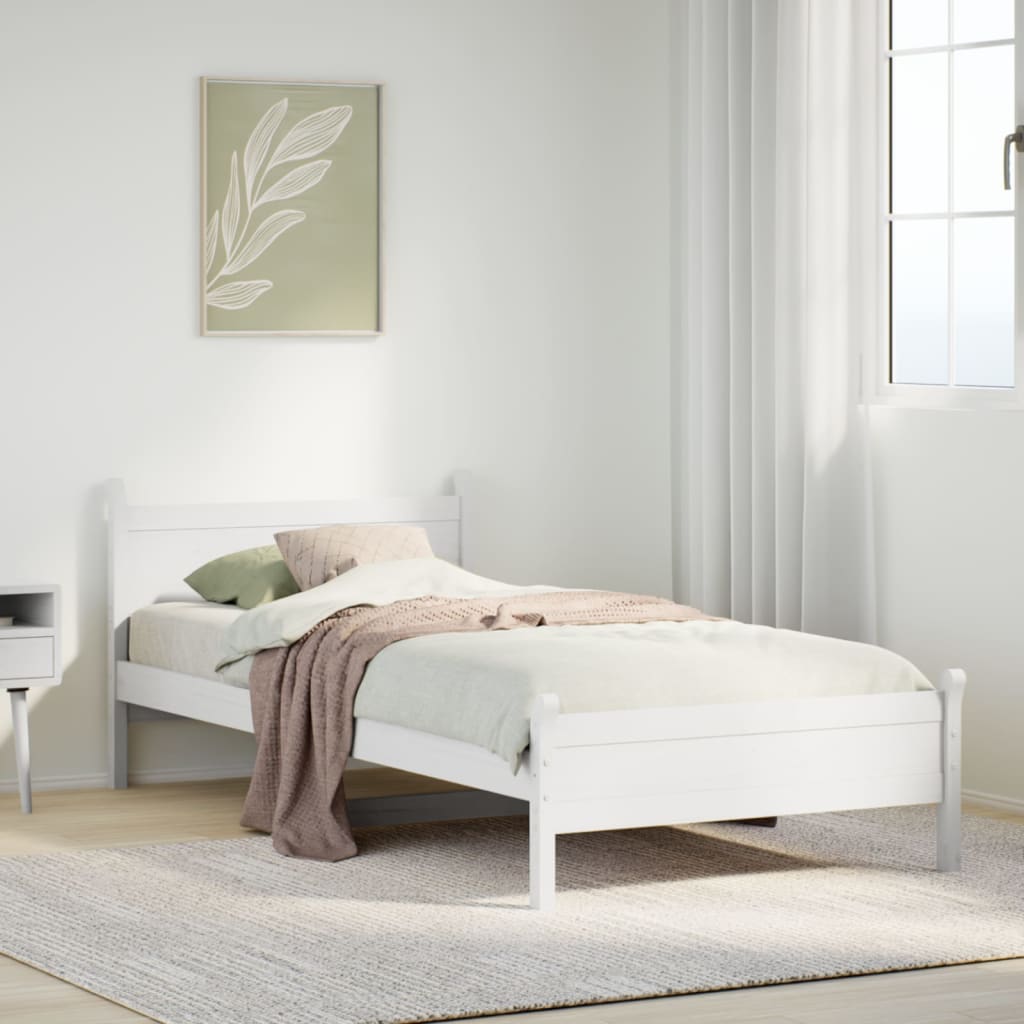 Solid wood bed without mattress white 75x190 cm pinewood