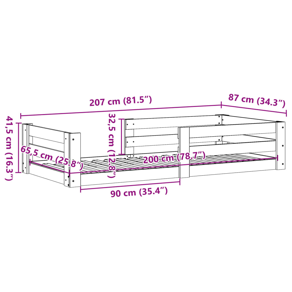 Solid wood bed without mattress 80x200 cm pinewood