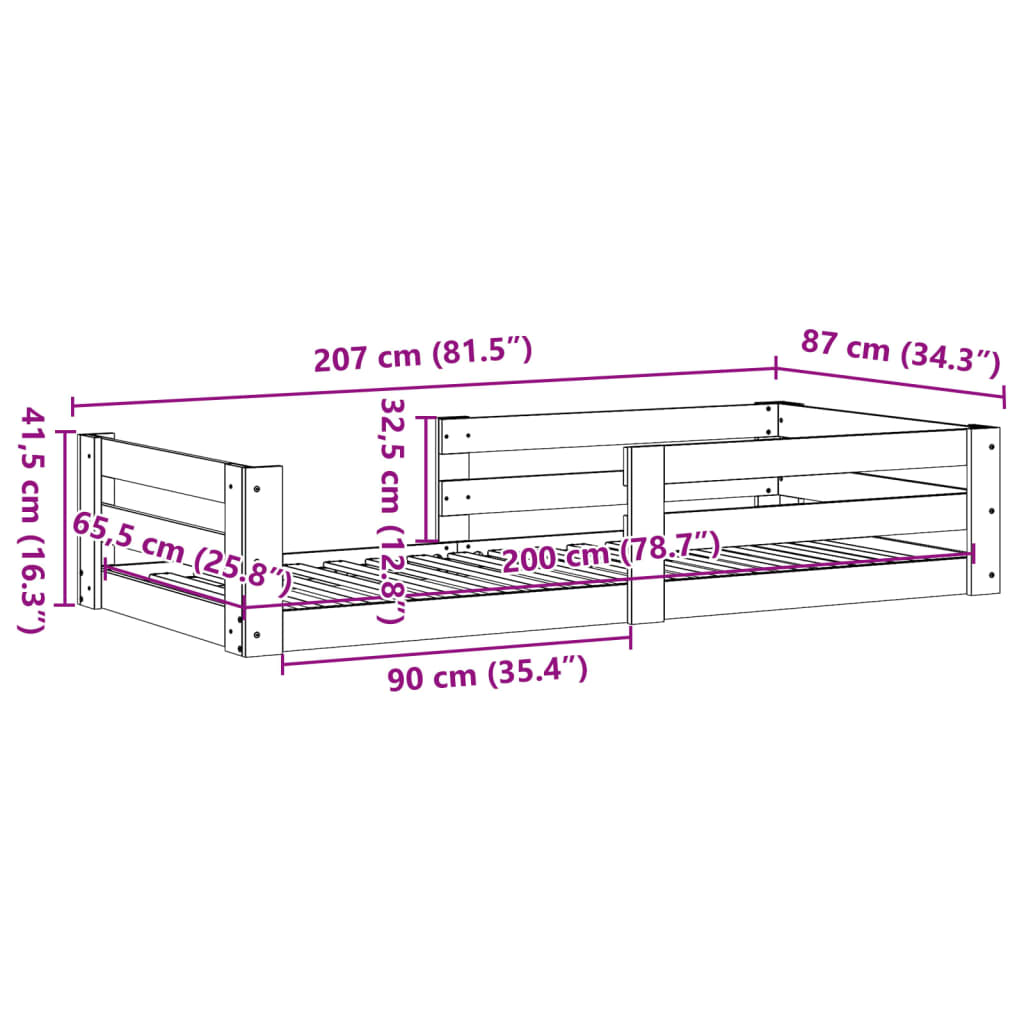 Solid wood bed without mattress white 80x200 cm pinewood