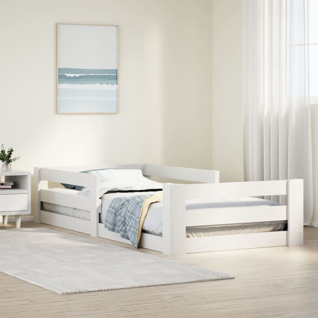 Solid wood bed without mattress white 100x200 cm pinewood