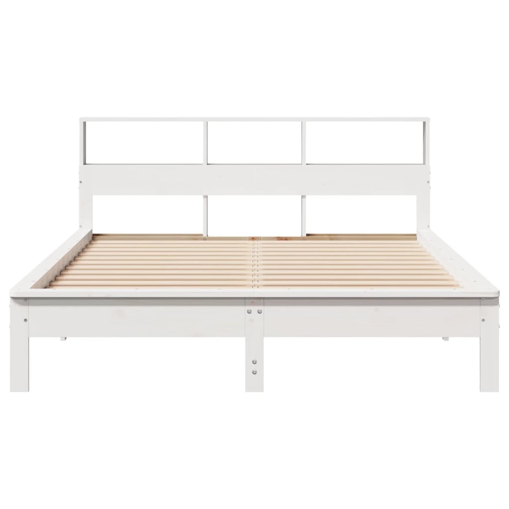 Solid wood bed with shelf without mattress white 120x200 cm pine