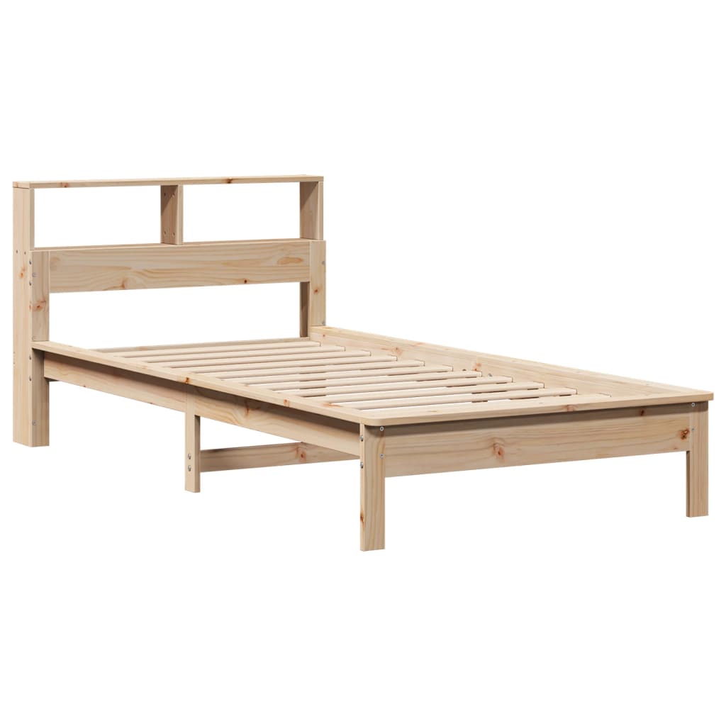 Solid wood bed with shelf without mattress 100x200 cm pine